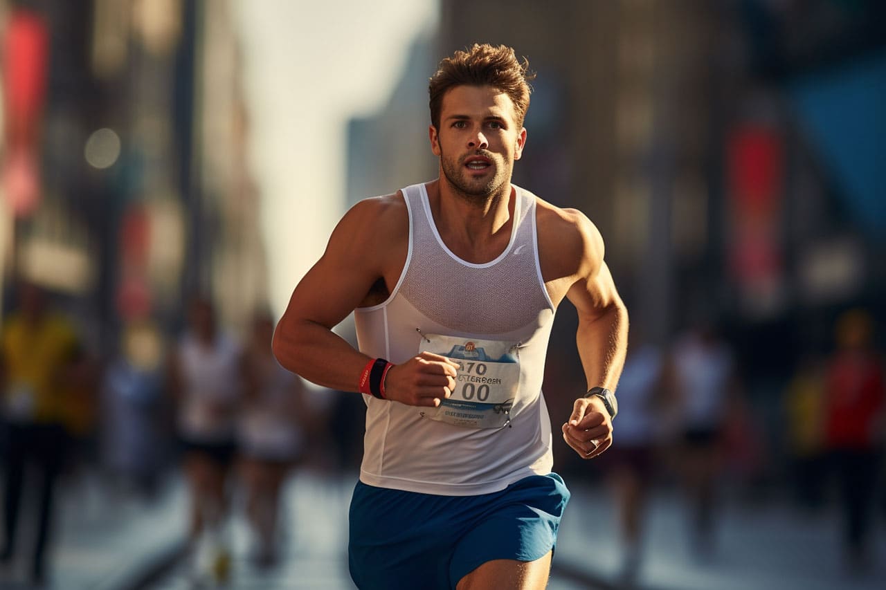 running at a fast pace in the half marathon