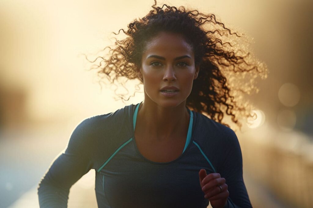 Woman wearing moisture-wicking gear while training for a half marathon